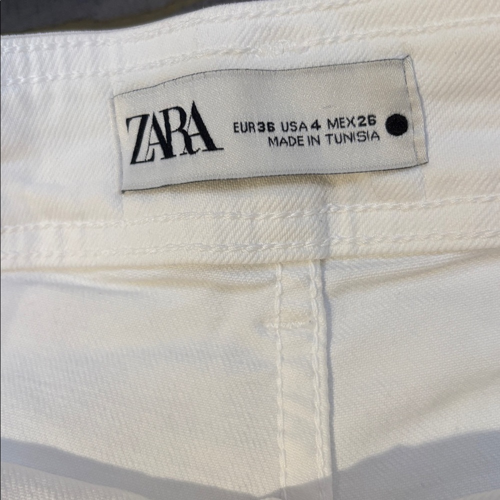 Zara White Wide-Leg Denim Pants, US Size 4, Like New - Picture 5 of 6
